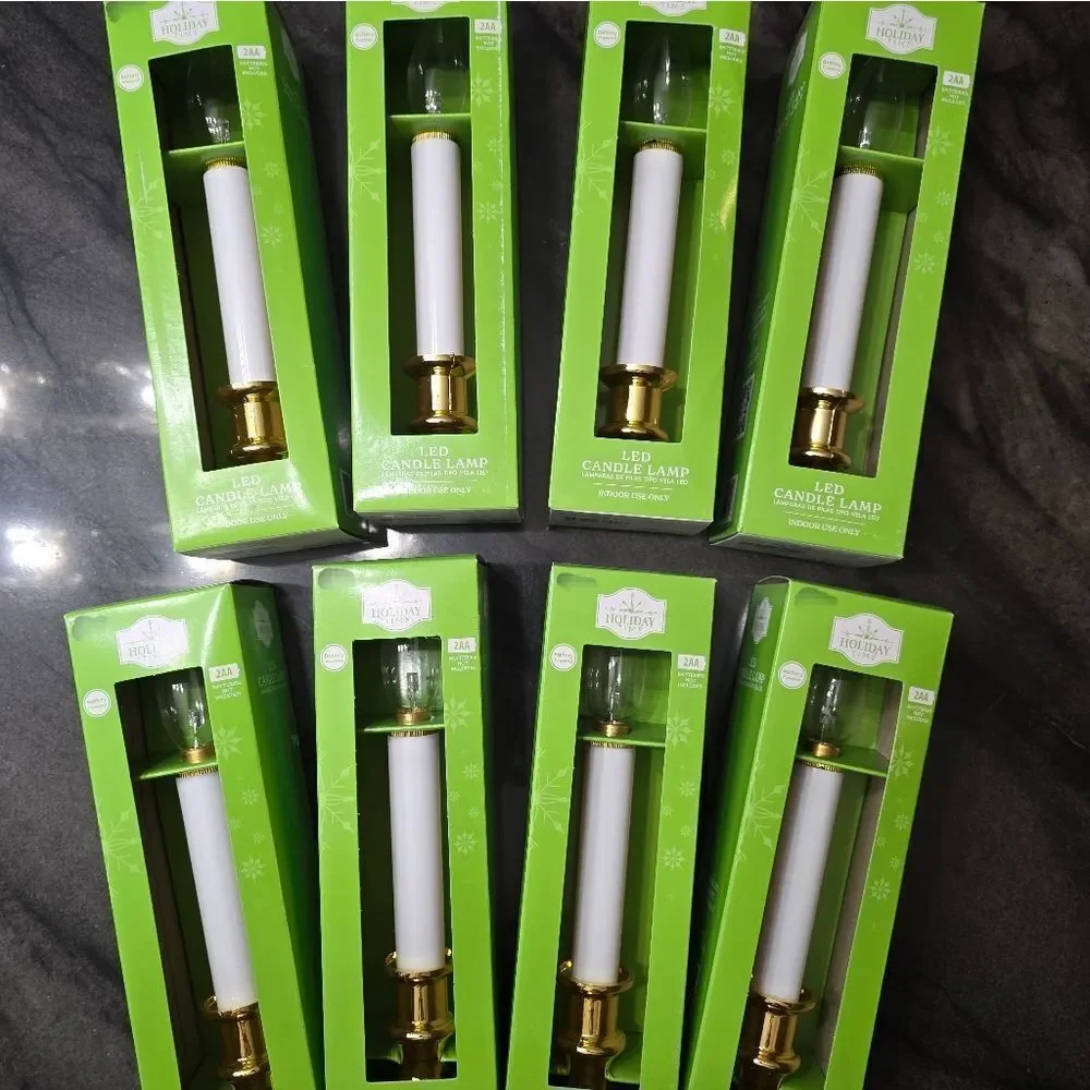 Bundle of 16 Battery-Operated LED Flameless Christmas Candles Gold Base